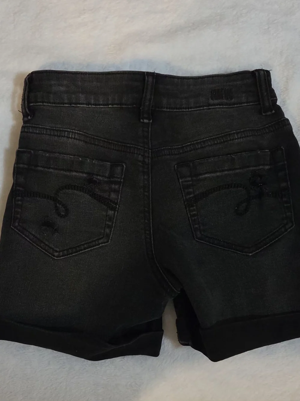 Justice Black High-Rise Distressed Jean Shorts